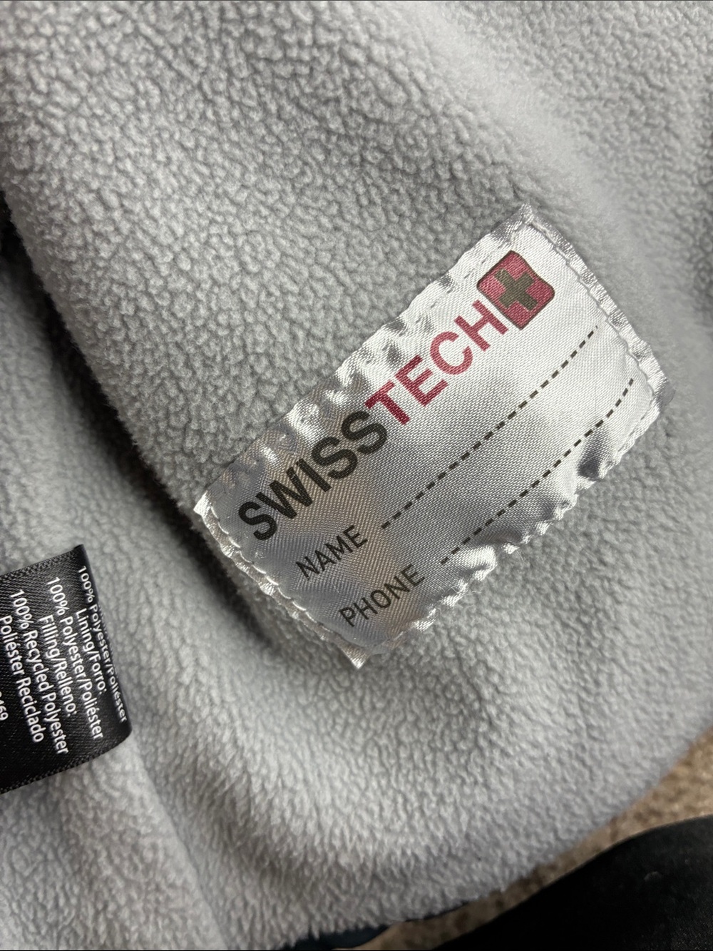 Swiss Tech Kids Hooded Puffer Jacket in Light Gray and Charcoal Size 3T - Picture 9 of 14